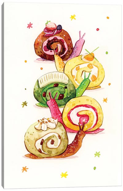 Snail Cake Canvas Art Print - Adorable Anthropomorphism