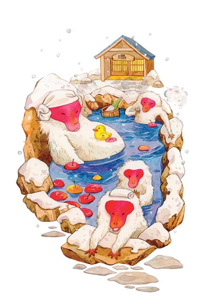 Japanimals: Winter Hot Spring by Penelopeloveprints