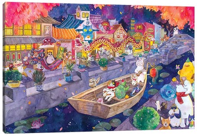 Cat Town Canvas Art Print - Japanimals