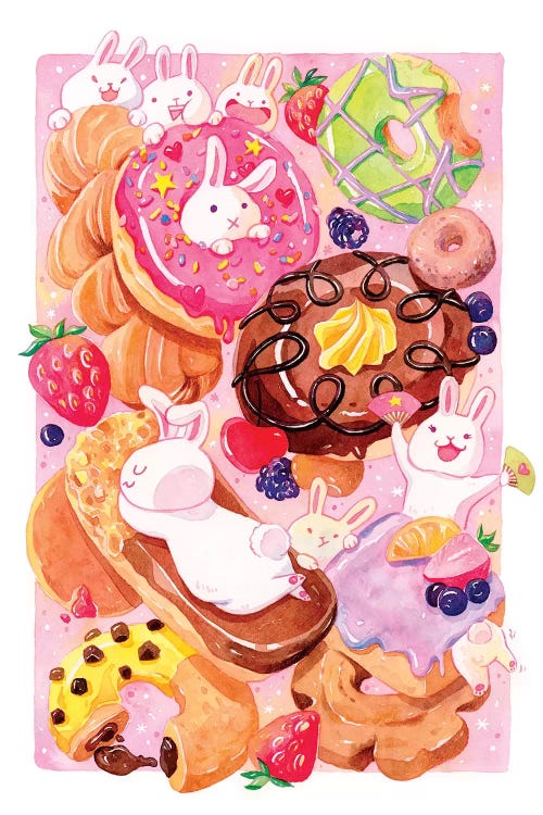 Donut Bunnies by Penelopeloveprints wall art