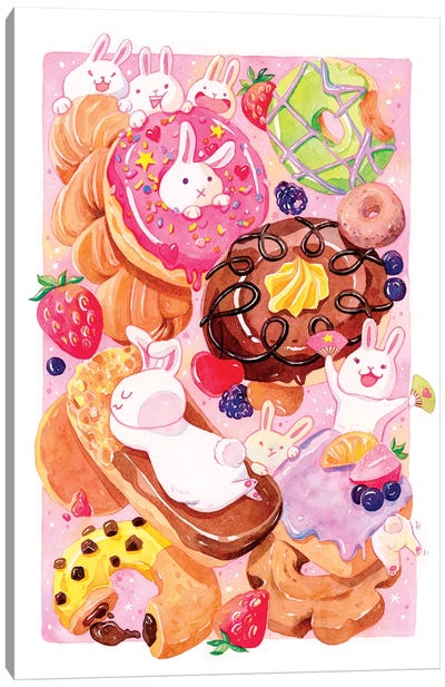 Donut Bunnies Canvas Art Print - Penelopeloveprints
