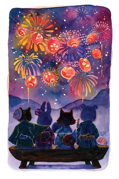 Raccoons: Summer Festival by Penelopeloveprints