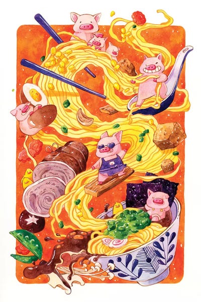 Pigs: Tonkatsu Ramen by Penelopeloveprints