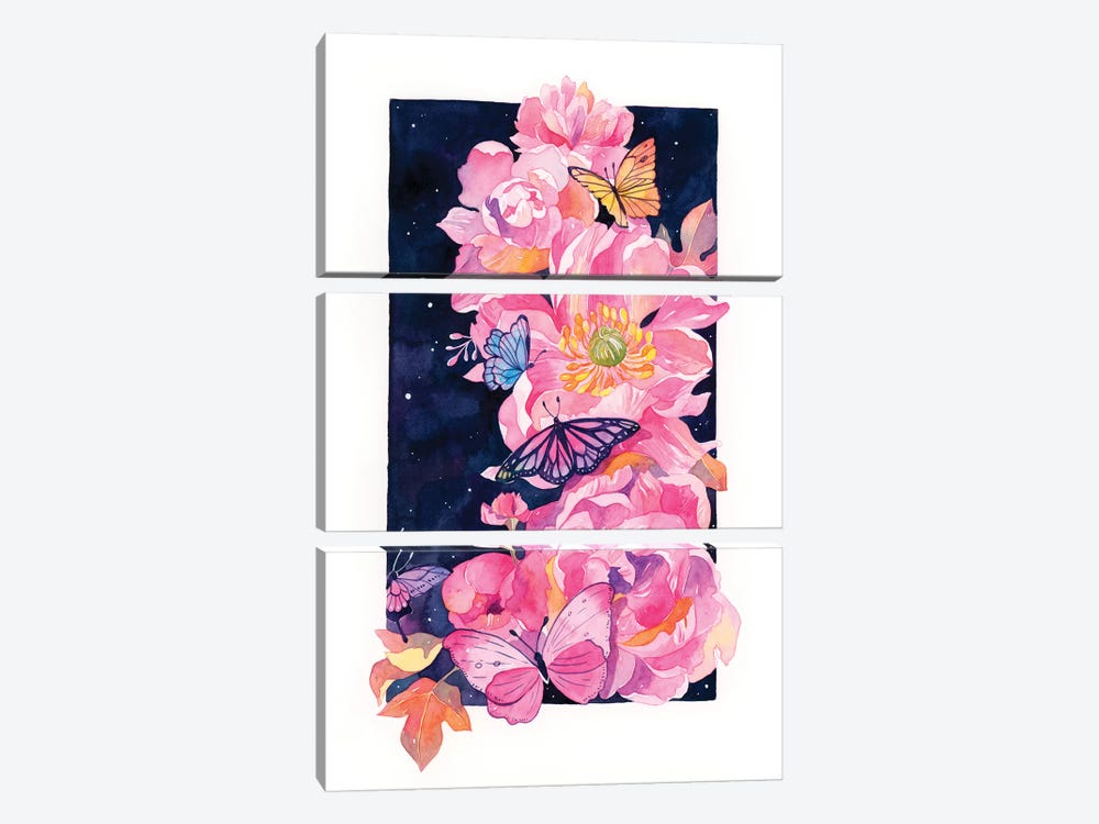 Peony And Butterfly by Penelopeloveprints 3-piece Canvas Artwork