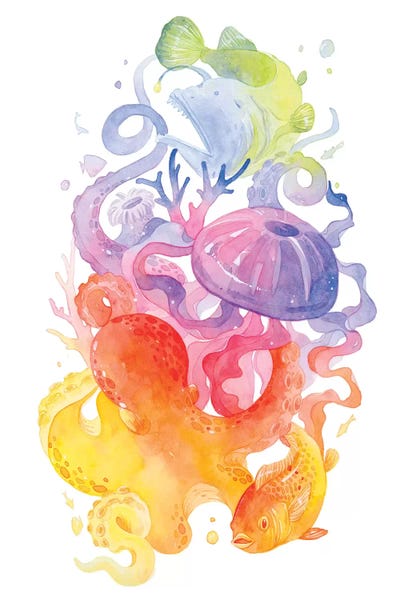 Rainbow Sea Creatures by Penelopeloveprints canvas print