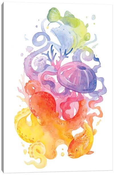 Rainbow Sea Creatures Canvas Art Print - Penelopeloveprints