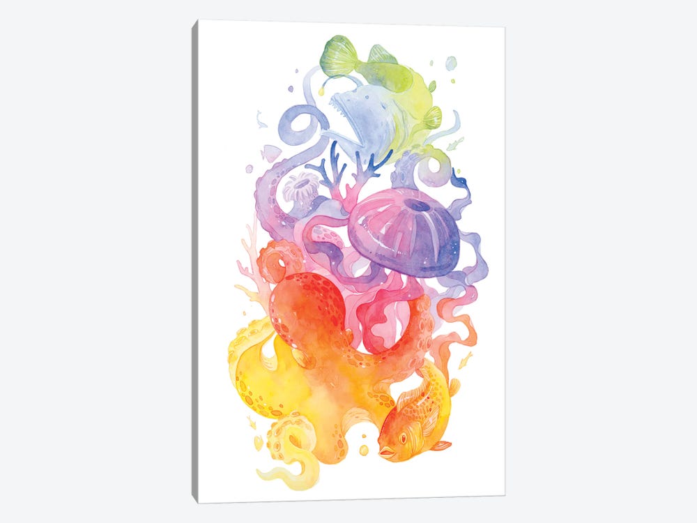 Rainbow Sea Creatures by Penelopeloveprints 1-piece Canvas Art Print