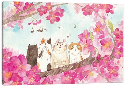 La Cat Ensemble Canvas Art Print - Calico Cat Art