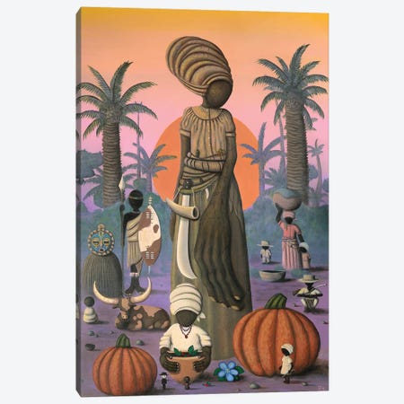 Nanny and the Pumpkin Seeds Canvas Print #PLW21} by Paul Lewin Canvas Wall Art