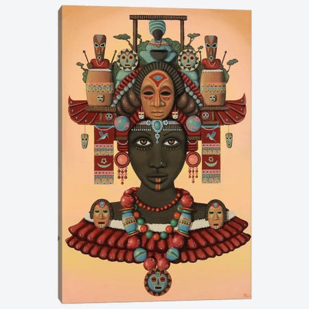 Temple of the Wooden Mask Canvas Print #PLW35} by Paul Lewin Canvas Artwork