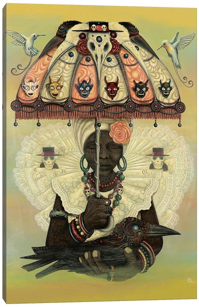 The Crow and the Carnival Queen Canvas Art Print - Caribbean Culture
