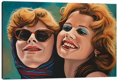 Thelma And Louise Canvas Art Print - Orange & Teal