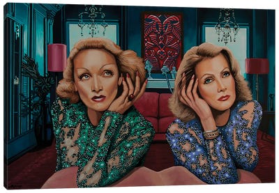 Greta Garbo And Marlene Dietrich Canvas Art Print - Chandelier Art