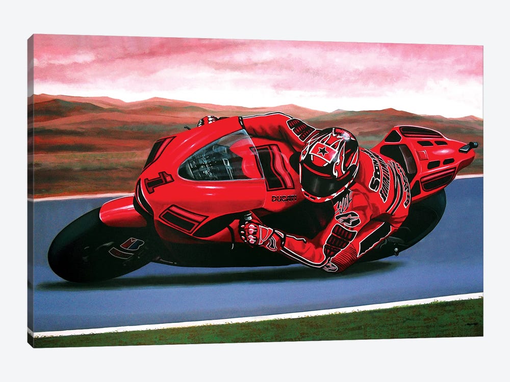 Casey Stoner On Ducati by Paul Meijering 1-piece Canvas Print