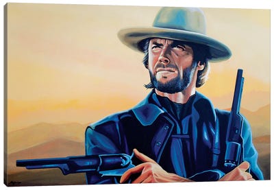 Clint Eastwood I Canvas Art Print - Photorealism Art