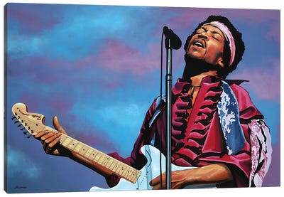Jimi Hendrix II Canvas Art Print - Sixties Nostalgia Art
