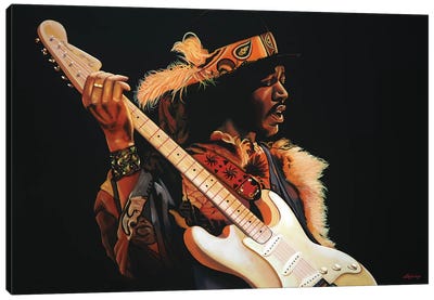 Jimi Hendrix III Canvas Art Print - Sixties Nostalgia Art