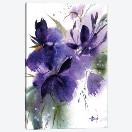 Purple Irises Canvas Print #PMH20} by Pamela Harnois Canvas Artwork