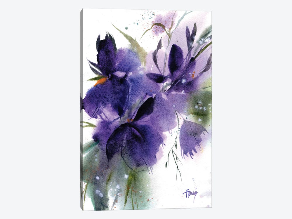 Purple Irises by Pamela Harnois 1-piece Canvas Wall Art