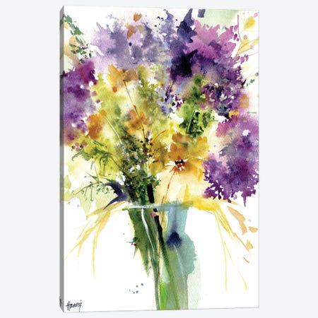 Alliums And Wildflowers Canvas Print #PMH30} by Pamela Harnois Canvas Art Print