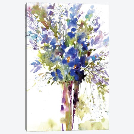 Blue Wildflowers Canvas Print #PMH31} by Pamela Harnois Canvas Art Print