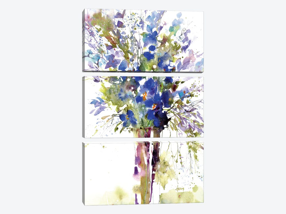 Blue Wildflowers by Pamela Harnois 3-piece Canvas Artwork