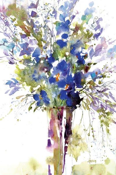 Watercolor Flowers: Blue Wildflowers by Pamela Harnois