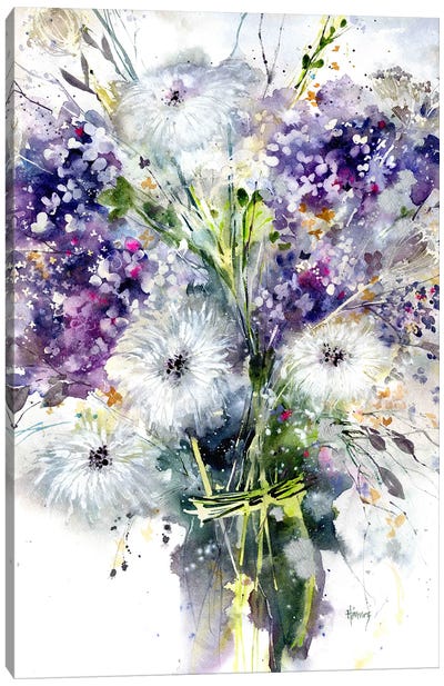 Purple Light Dahlias Canvas Art Print - Pamela Harnois