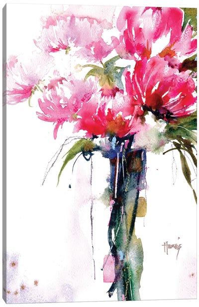 Peonies In Vase Canvas Art Print - Pamela Harnois