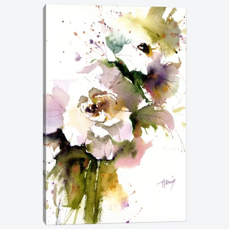 Wild White Roses Canvas Print #PMH53} by Pamela Harnois Canvas Print