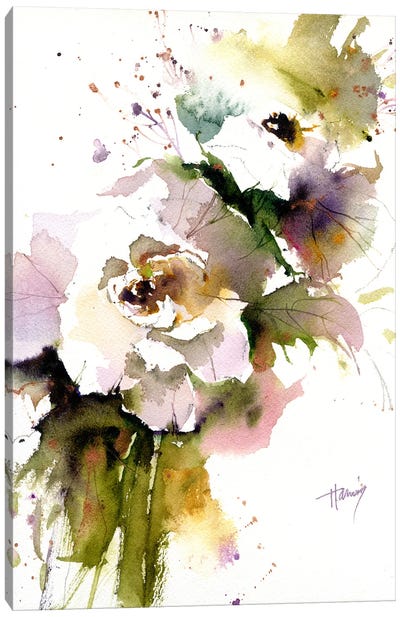 Wild White Roses Canvas Art Print - Pamela Harnois