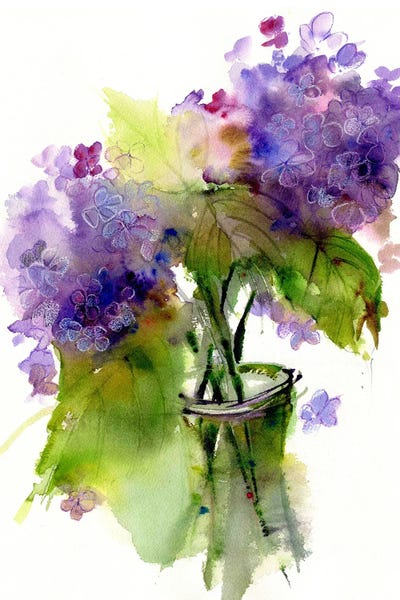 Shades Of Blue Hydrangeas by Pamela Harnois art print