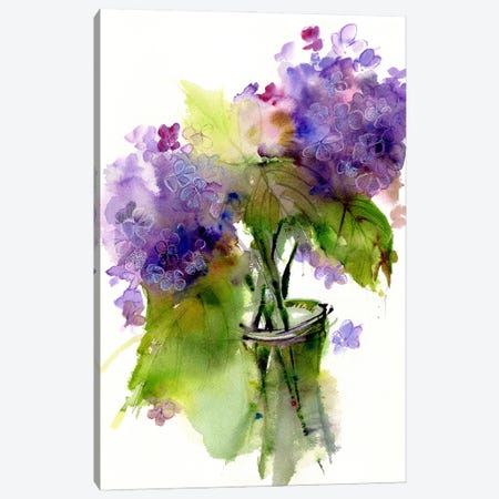 Shades Of Blue Hydrangeas Canvas Print #PMH54} by Pamela Harnois Canvas Art