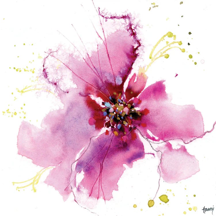 Canvas print Pink flowers, watercolor painting