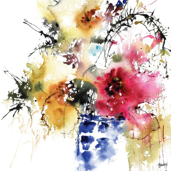 Wildflowers: Wild Flowers In Blue Vase by Pamela Harnois