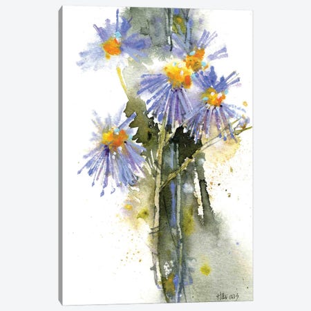 Blue Aster Wildflowers Canvas Print #PMH9} by Pamela Harnois Canvas Art Print