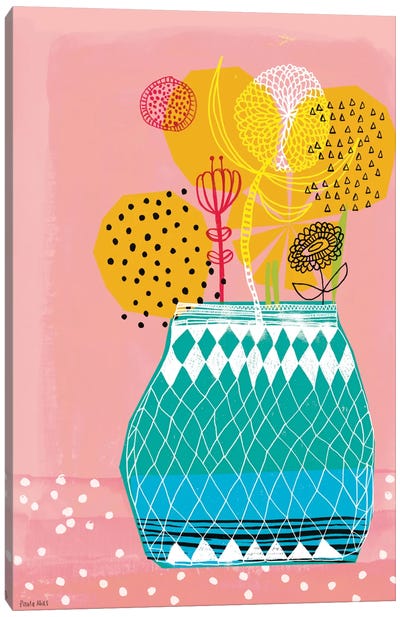 Geometric Vase Canvas Art Print - Sweet William