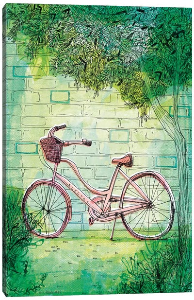 Happy Bike Canvas Art Print - Bicycle Art