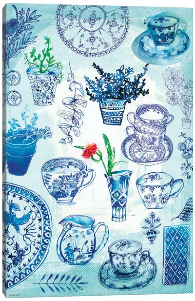 My Blue & White Collection Canvas Art Print - Sweet William