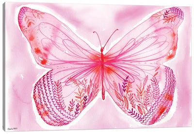 Big Pink Butterfly Canvas Art Print - Sweet William