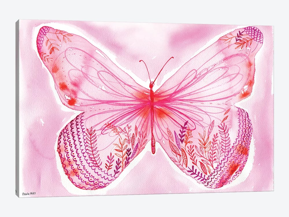 Big Pink Butterfly by Sweet William 1-piece Canvas Art Print