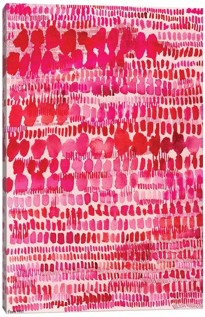 Pink And Red Water Colour Patterns Canvas Art Print - Abstract Watercolor Art