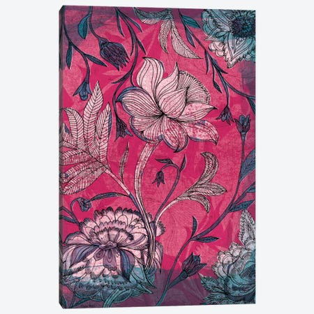 Deep Red Indian Floral Pattern Canvas Print #PMI9} by Sweet William Canvas Artwork