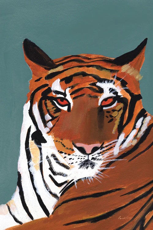 Colorful Tiger On Teal Crop