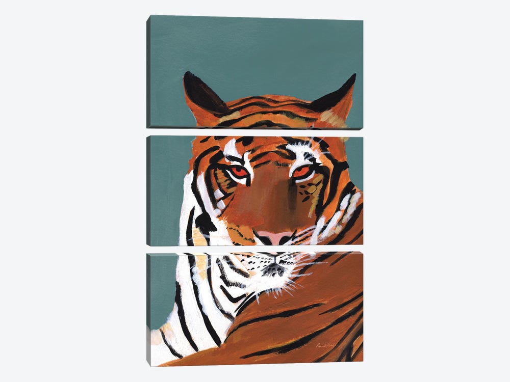 Colorful Tiger On Teal Crop by Pamela Munger 3-piece Canvas Artwork