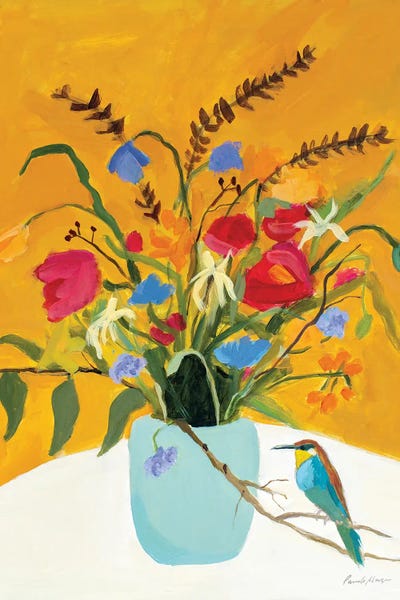 Fall Floral With Bird by Pamela Munger art print