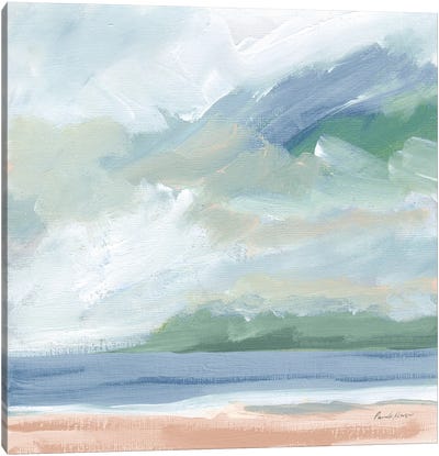 Lake Beach Blue Canvas Art Print - Coastal & Ocean Abstract Art