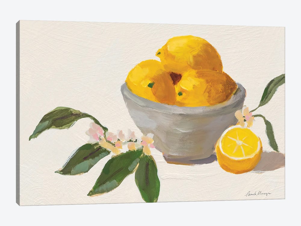 Lemons In Grey Bowl Texture by Pamela Munger 1-piece Canvas Artwork