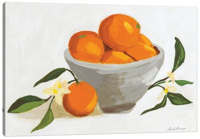 Oranges In A Grey Bowl Canvas Art Print - Food Art