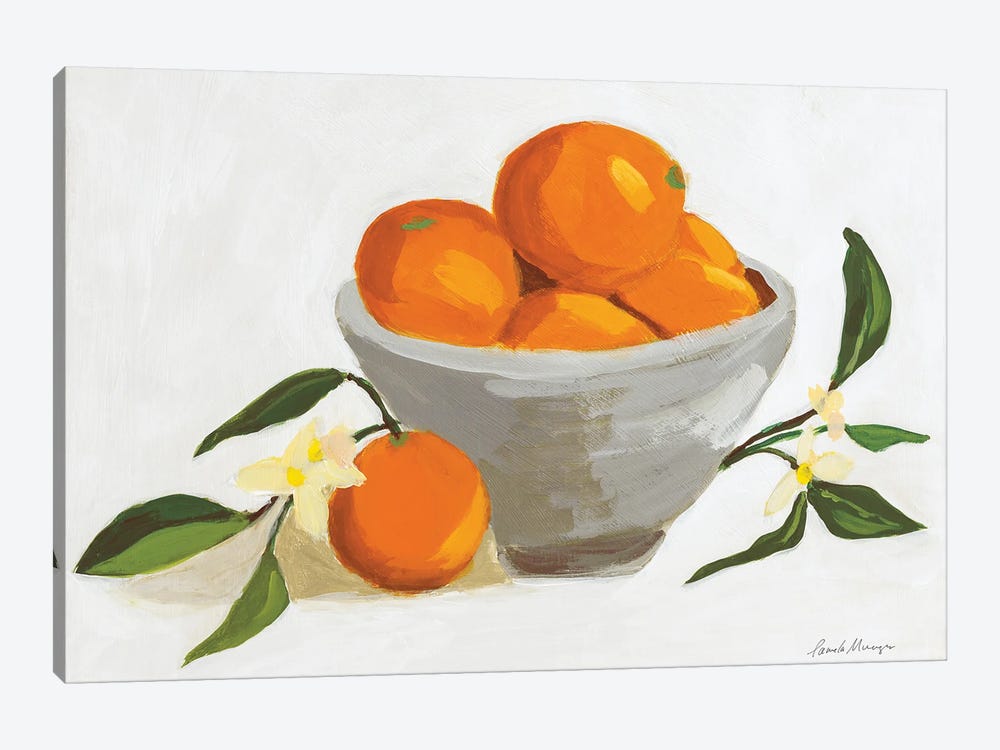 Oranges In A Grey Bowl by Pamela Munger 1-piece Canvas Print